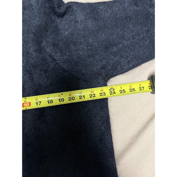 Modefia Coat Womens Medium Large Black Angora Blend Faux Fur Trim Long Duster - Picture 10 of 13